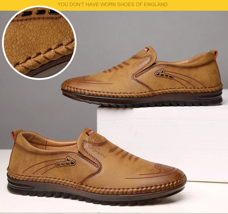 Men Loafers 2025 New Leather Shoes Men's Casual Shoes Moccasins Breathable Sneakers Male Driving Shoes Comfort Flats Plus Size