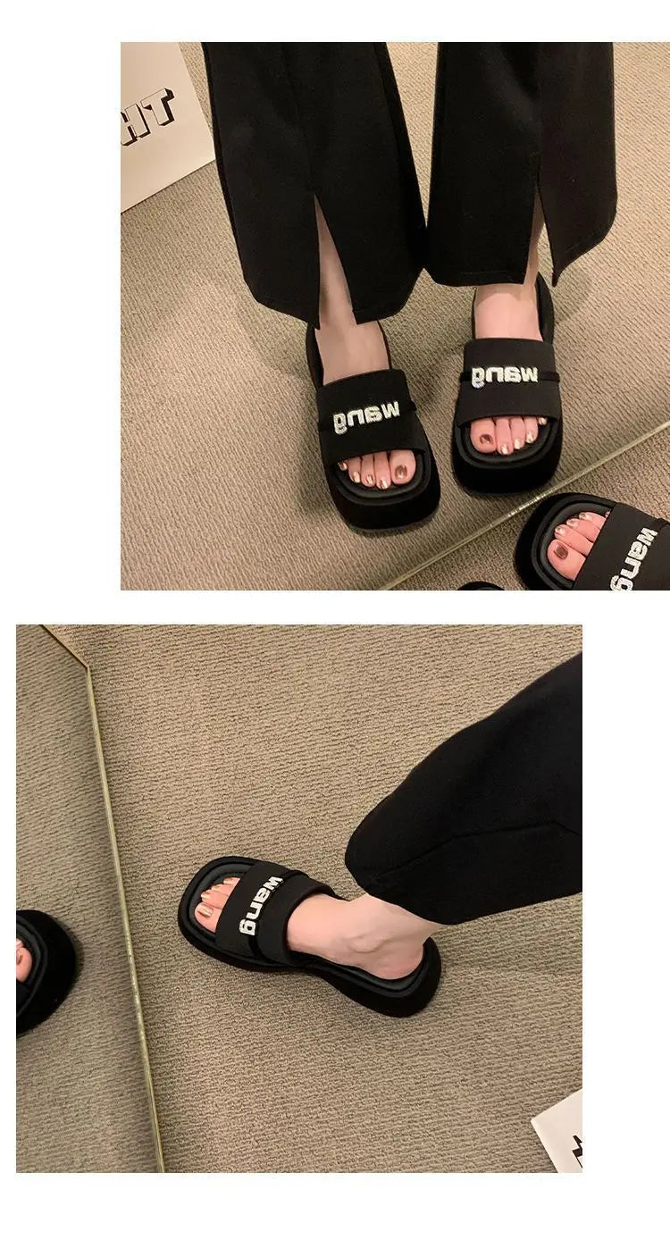 Women's Slippers 2025 New Fashion Comfortable Platform Sandals Concise Outdoor Women‘s Closed Toe Beach Muje Summer Shoes