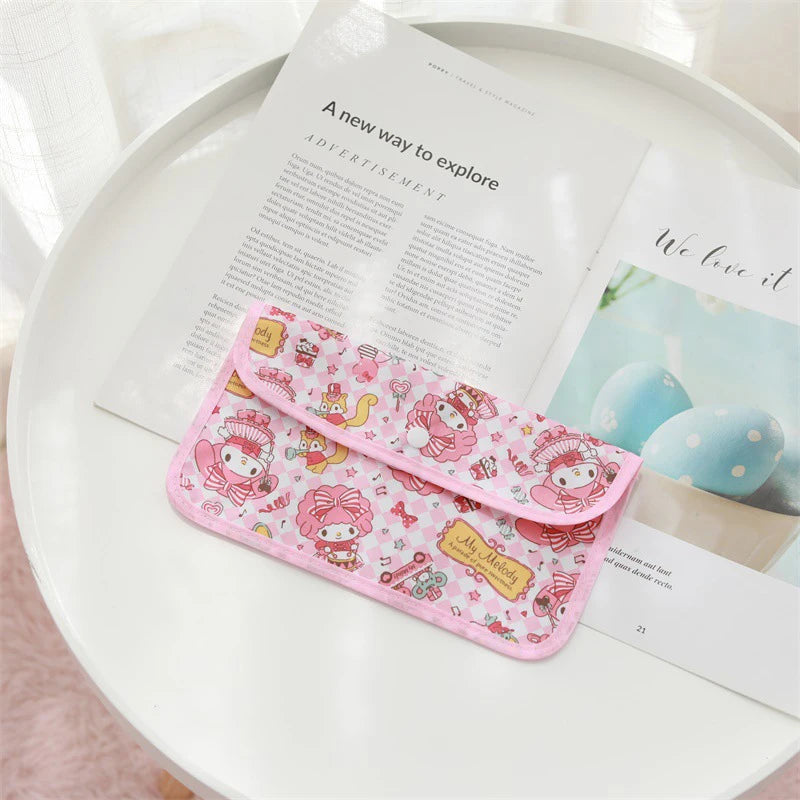 Sanrio Kuromi Waterproof Mask Storage Bag Melody Portable Small Item Storage Bag Cosmetic Bag Oxford Cloth Receipt Bag