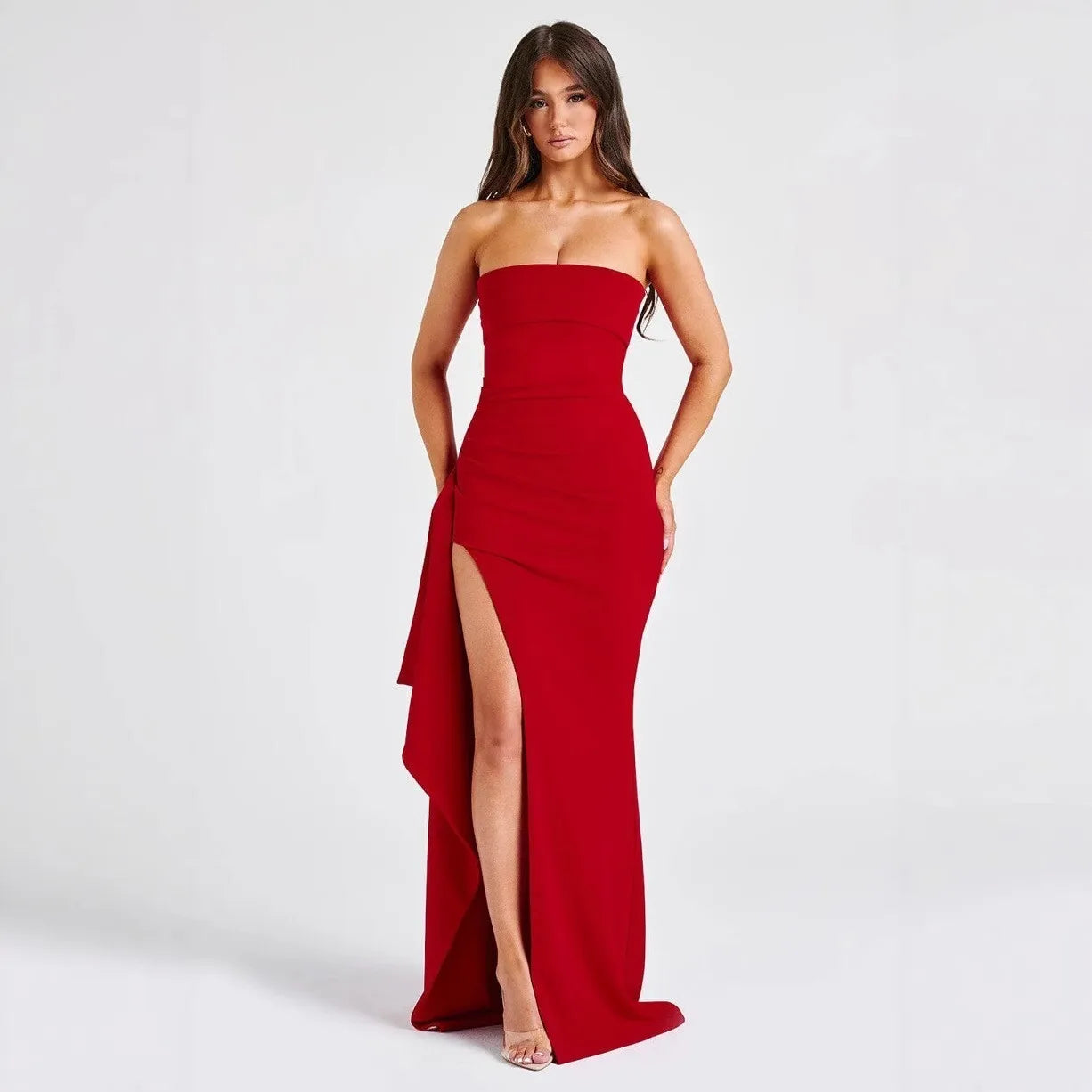 Giyu Sexy Club Evening Party Dresses Women 2025 Summer Slash Neck Backless Ruffles Split Maxi Long Dress Elegant Bodycon Robe