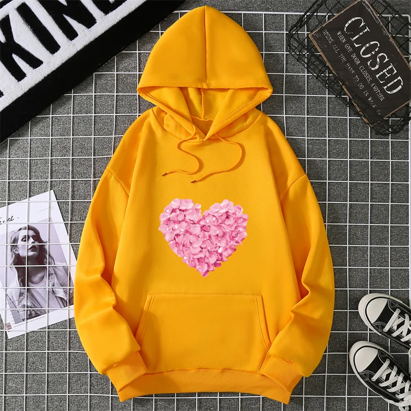 2025 Heart Shape Print Graphic Hoodies Cute Clothing Fashion Loose Pullover Sweatshirt Casual Girl Hoody Tops CYXX281