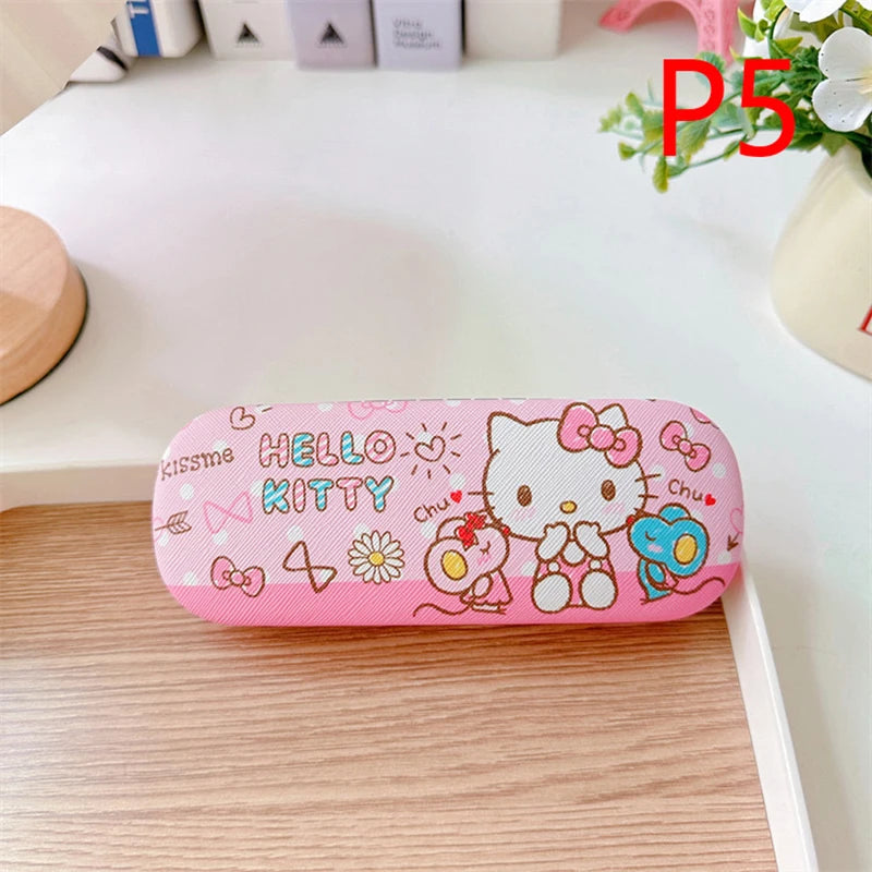 Cartoon Stitch Hello Kitty Glasses Case Children Students Anti Drop Glasses Storage Box Princess Series Pattern Protective Case