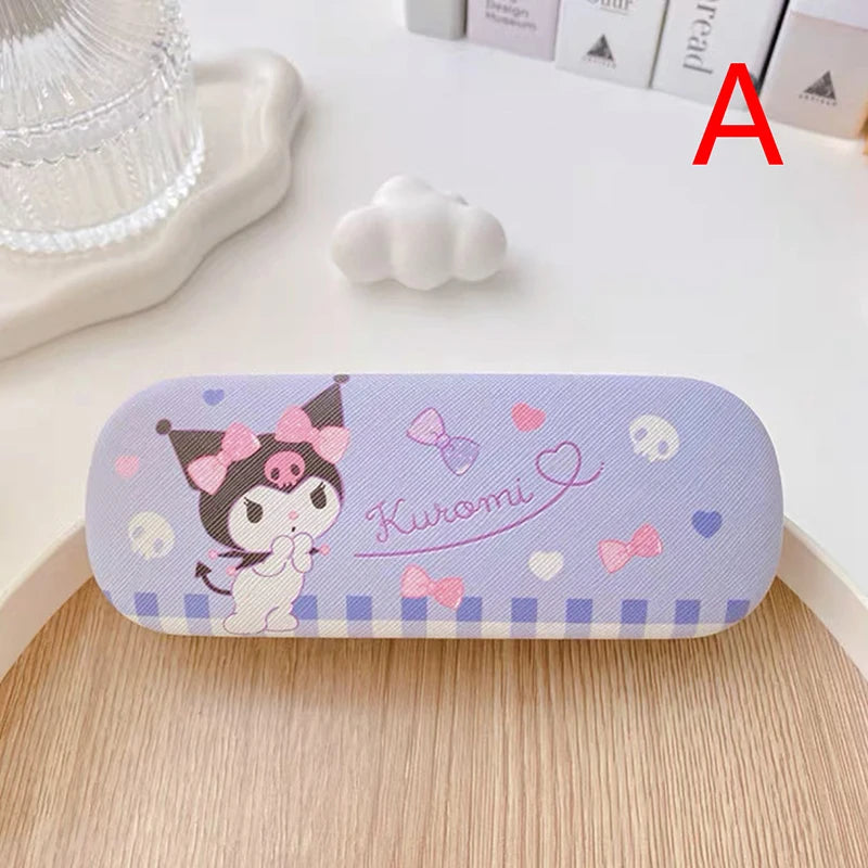 Cartoon Stitch Hello Kitty Glasses Case Children Students Anti Drop Glasses Storage Box Princess Series Pattern Protective Case