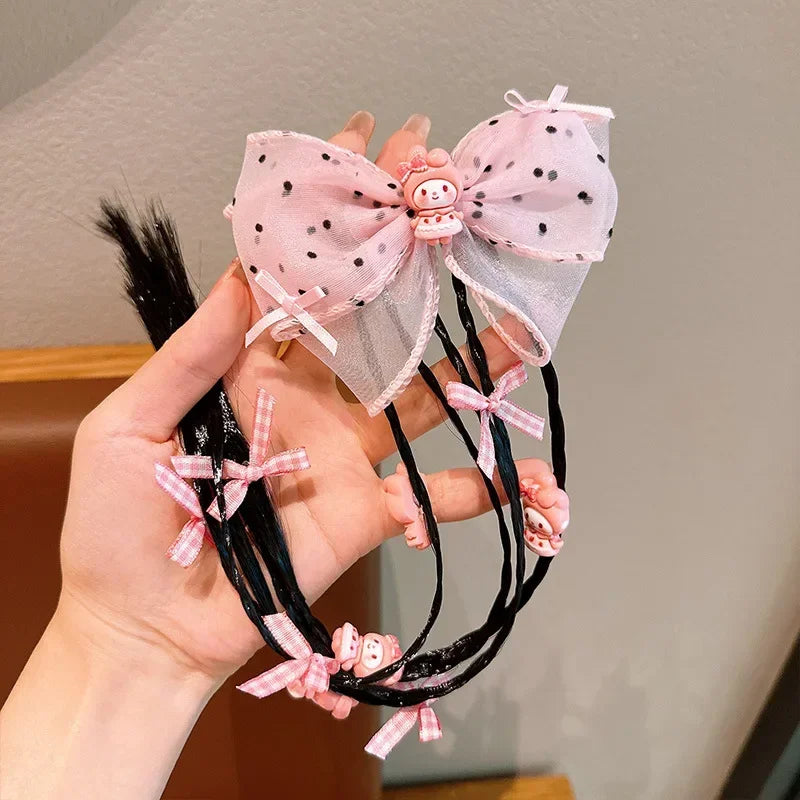 Sanrio cartoon kuromiMy melodyHello kittyCinnamoroll anime wig braid cute sweet cool girl boxing braid hair rope headwear kawaii