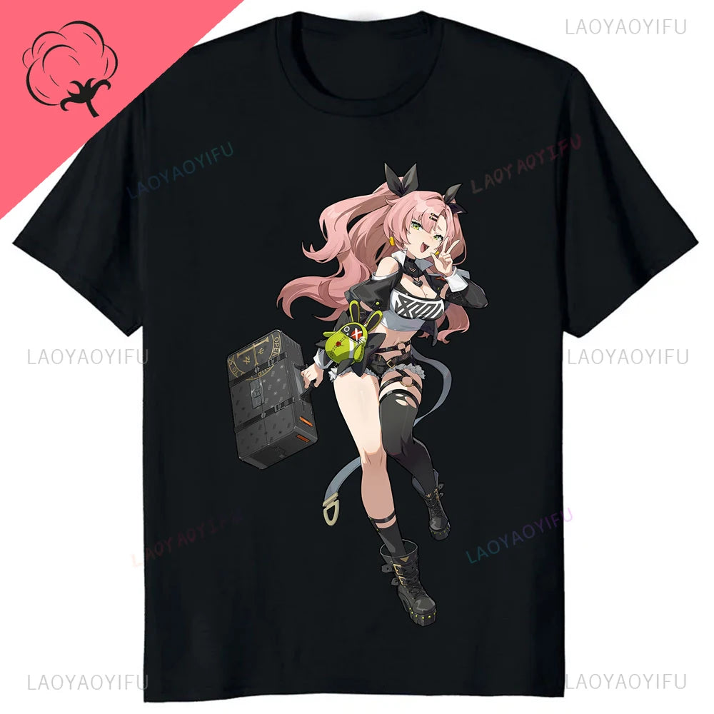 Kawaii Zenless Zone Zero T-Shirt ACG ARPG Game Fans Cosplay Graphic T Shirt Cotton Casual Fashion Streetwear Man Women Tshirt