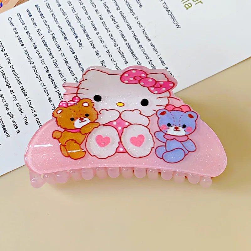 Anime Sanrio Kuromi Acrylic Clip Hello Kitty Cinnamoroll Hairpin Melody Pochacco Pompompurin Clip Girl Hairpin Shark Hair Clips