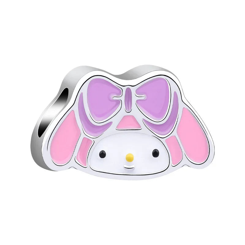 Sanrio Hello Kitty Melody Charming Cartoon Dripping Oil Beads Fit Original Pandora Bracelets Colorful DIY Jewelry Accessories