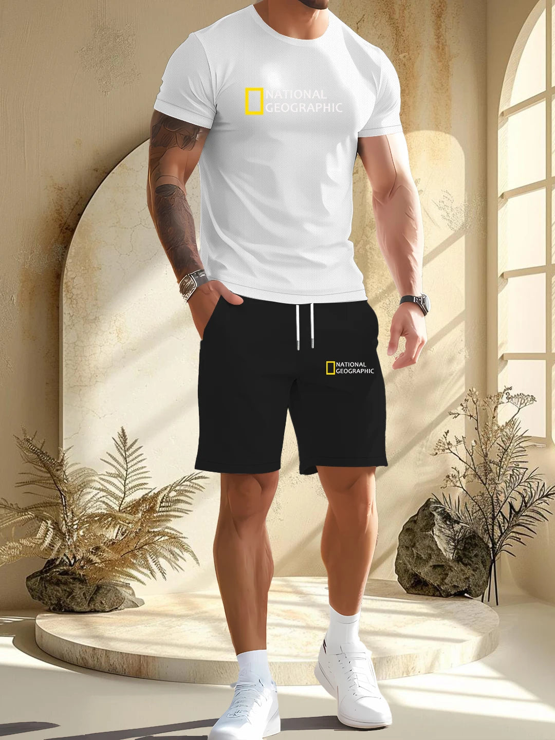 2025 New Fashionable Men's Outdoor Set, Short Sleeve Shorts, Comfortable and Breathable Material