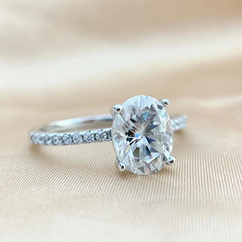 Smyoue オーバルカット 1CT 2CT 3CT Dカラー モアサナイトリング レディース用 ラボダイヤモンド ウェディング プロミスバンド S925 スターリングシルバージュエリー