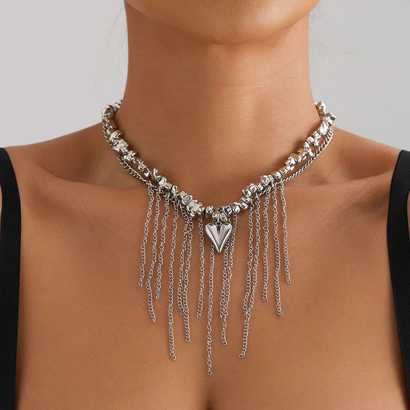 New Irregular Stone Choker Necklace For Women Elegant Tassels Heart Pendant Necklaces Wedding Party Jewelry Gift