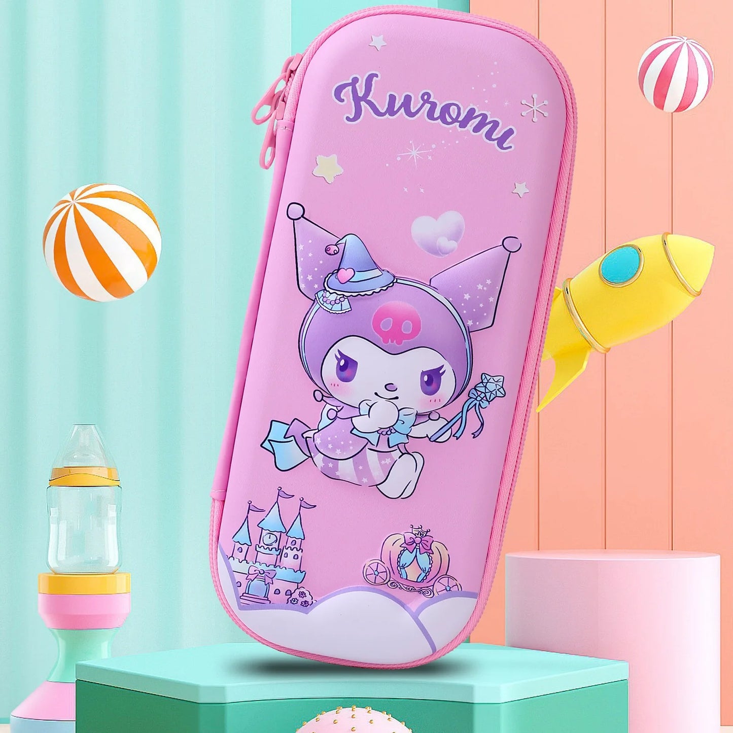 The new student cartoon HelloKitty3D pencil case is a waterproof, shock-resistant and large-capacity stationery case
