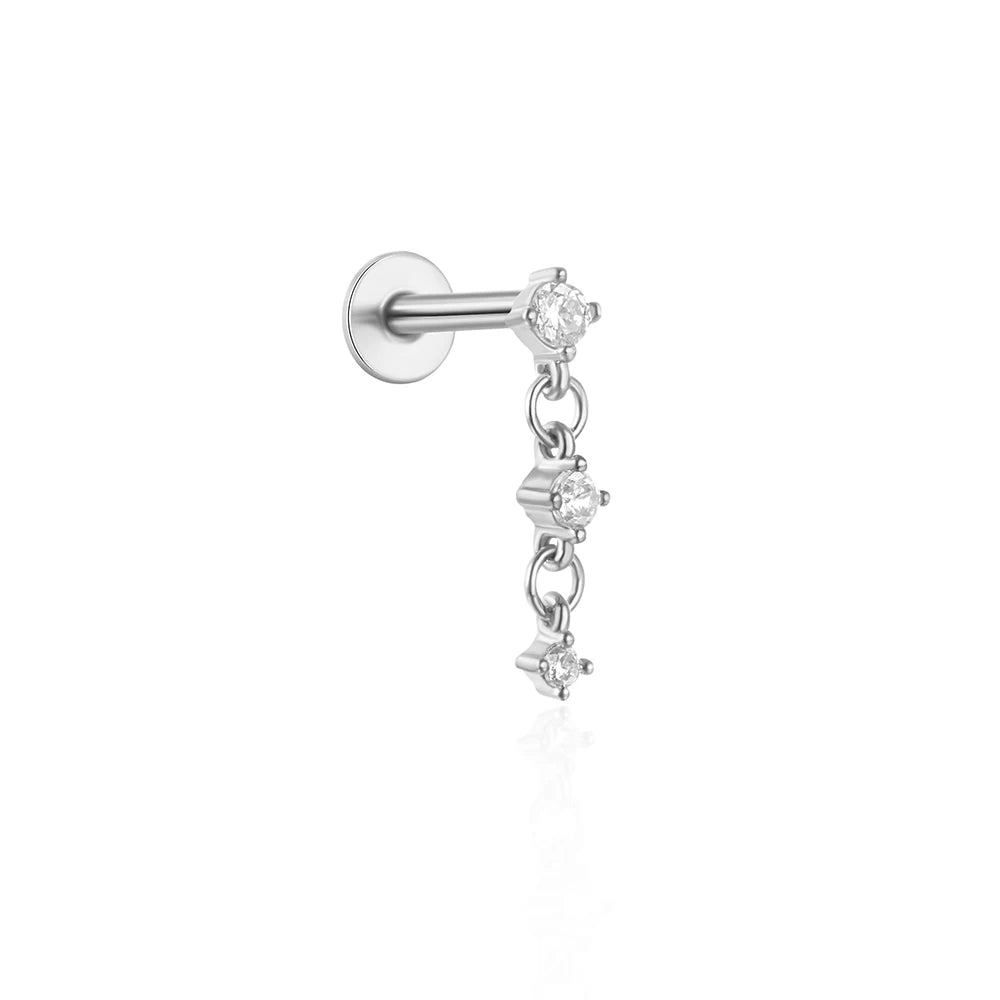Aide 925 Sterling Silver 1pc Geometry Multi Piercing Stud Earrings For Women K Gold Simple Elegant Tassel Jewelry Gift Pendiente