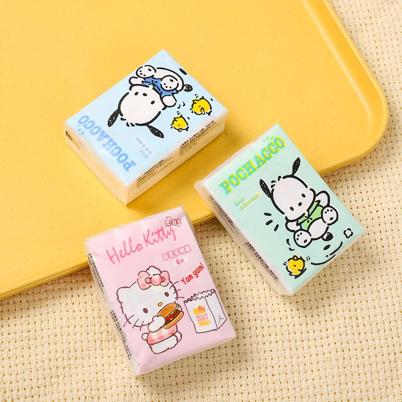 9pcs Sanrio Tissue Kawaii Hello Kitty Cartoon Printed Handkerchief Cute Girl Portable Toilet Paper Girly Birthday Gift