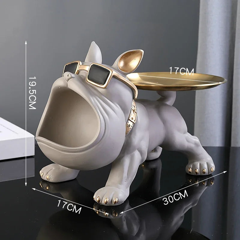 30cm ホームデコレーション ブルドッグ 置物 犬像 収納ボックス 動物飾り 樹脂工芸 アート彫刻 置物 ホーム 子犬彫刻