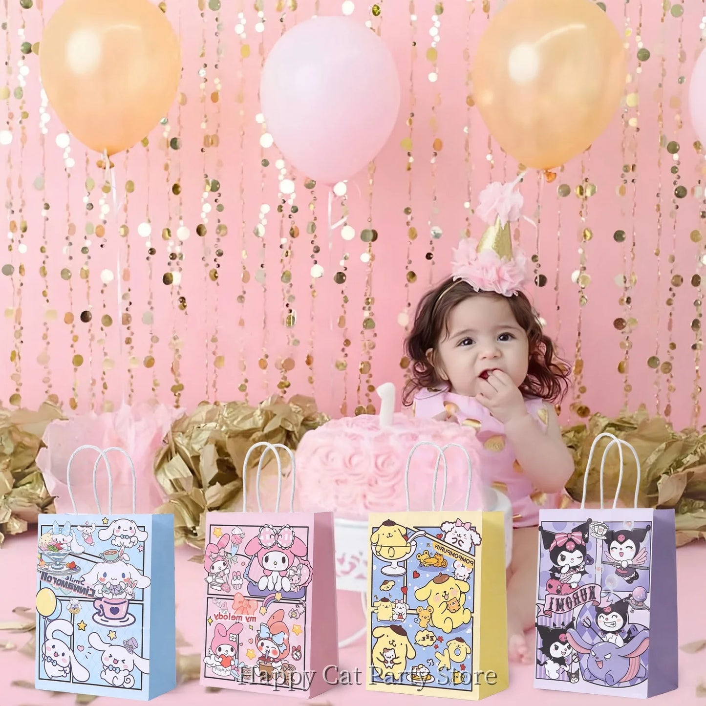 Cinnamoroll Paper Gift Bags Birthday Decor Kuromi Candy Bag Hello Kitty Biscuit Package boys Girls Favors Gifts Party Supplies