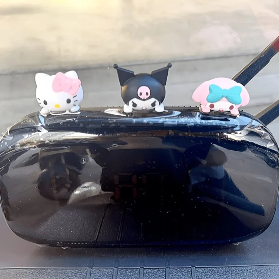 1/4pcs HelloKitty My Melody Kuromi Cinnamoroll Rubber Durable Cute 3D Cartoon Dashboard Decorations for Vehicle Decor