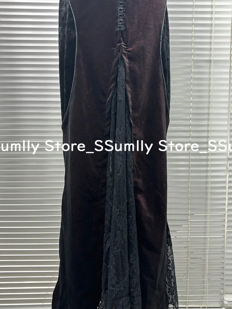 Summer Gothic Grunge Y2k Lace Dress Women Dark Academia Sexy Slim Party Dresses Korean Fashion Design Festival Long Prom Dress