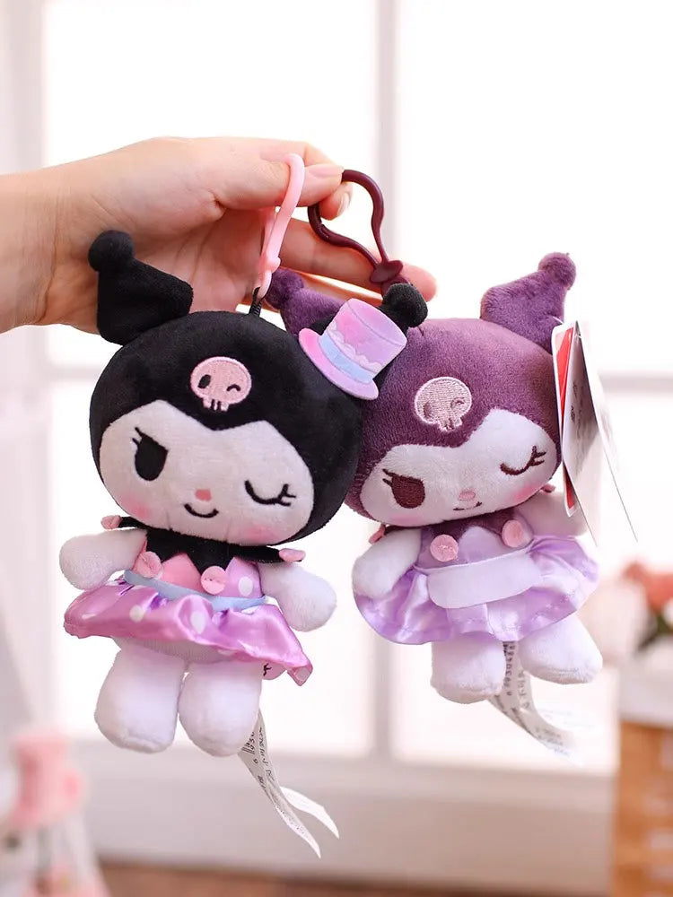 Sanrio Hello Kitty Kuromi Melody Stuffed Toys Pendant Cute Plush Toys Kawaii Keyring Anime Keychain Birthday Gift Party Treats