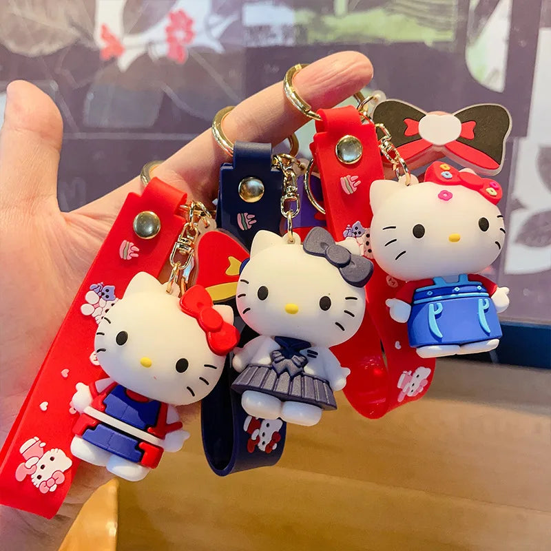Hello Kitty Mini Model Keychain, Exquisite Cartoon Decorative Pendant, Suitable for Decorating Backpacks, Handbags, Keychains