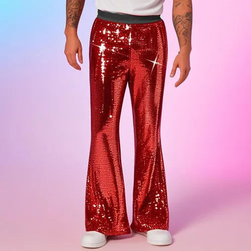 2025 Summer New Men's Luxury Casual Pant Fashion Singer Bar KTV Stage Performance Loose Breathable Silver Trousers
