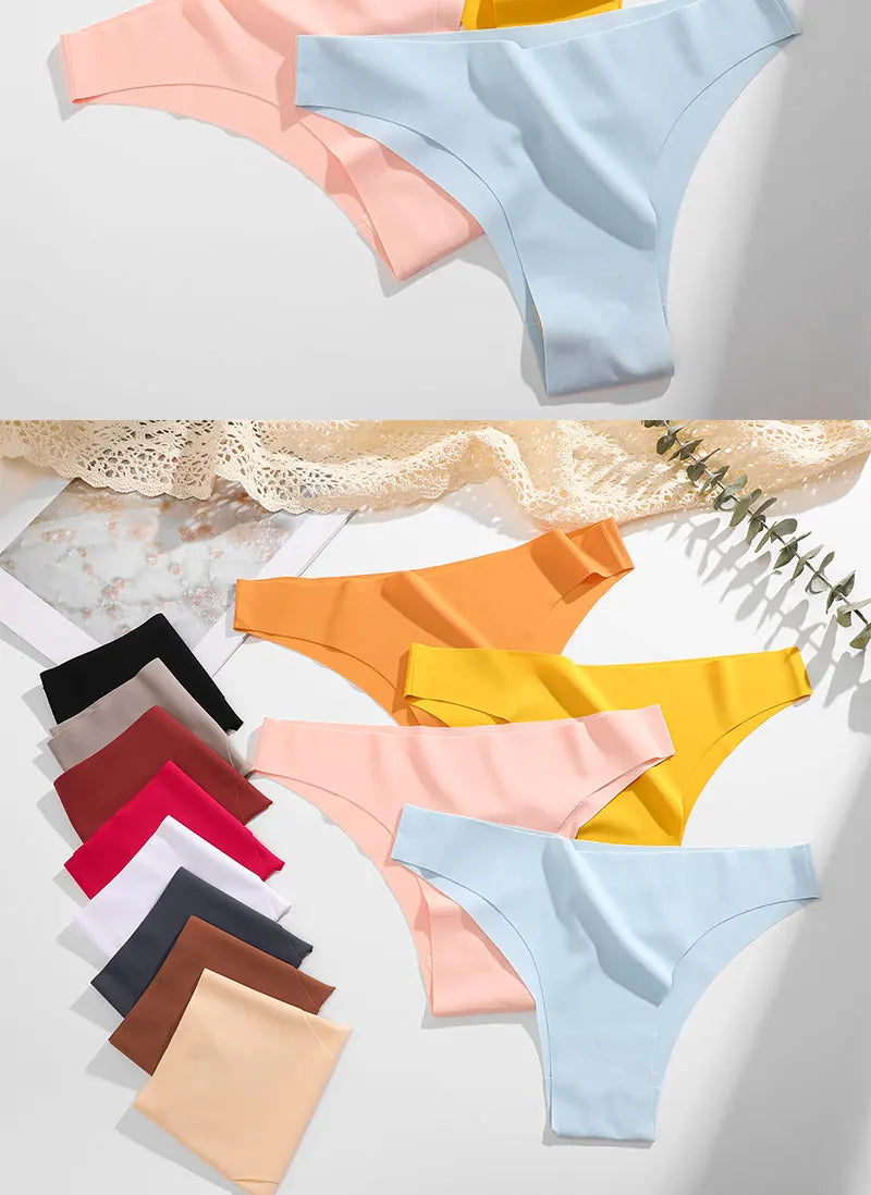 FINETOO 6Pcs/Set Ice Silk Seamless Underwear Low Waisted Brazilian Pants Breathable High Elasticity Lingerie Intimates Panties