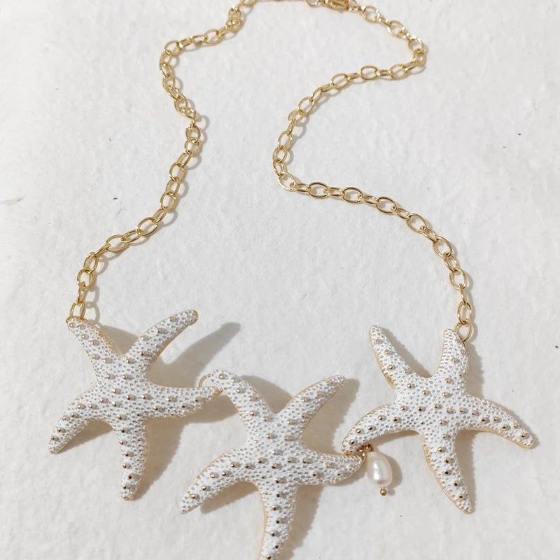 Trendy luxury Starfish Flower Elastic Pearl Bracelet Bangle Jewelry For Women Party Gift