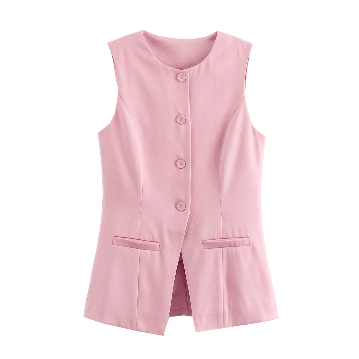 MUJER 2025 White Sleeveless Vest Women Button Summer Vests for Women Jacket Pink Vest Top Women Streetwear Women's Tailored Vest