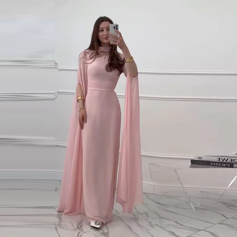 Party Dresses Women Long Dress Round Collar Solid Color Lace Up Tight Waist A Line 2025 Female Vestidos Temperament Maxi Gown