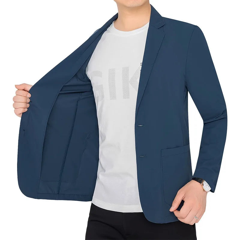 新作夏用男性用薄手日焼け止めブレザージャケット 高品質メンズ通気性速乾ブレザーコート メンズビジネスカジュアルスーツコート