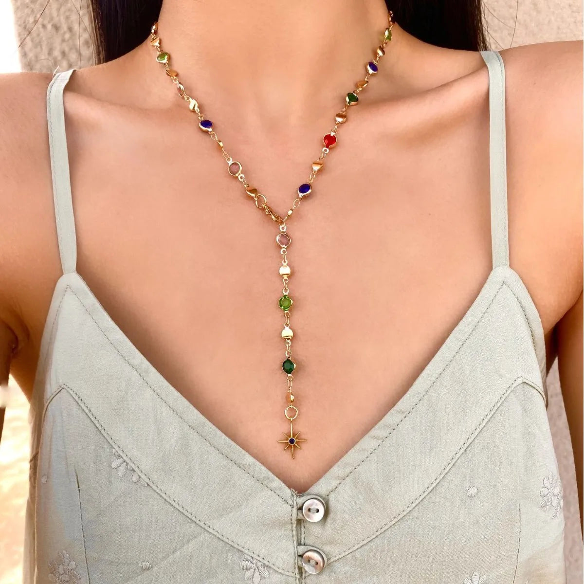 Bohemian Long Y-Shaped Necklaces for Women Y2K Metal Clavicle Chain Gold Color Choker Holiday Party Jewelry Necklace Gift Collar