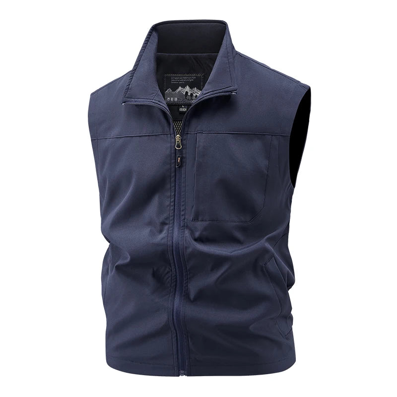 Men Outdoor Cargo Breathable Sleeveless Vest Mens Tactic Casual Fish Vests Coats Man Pockets Sport Loose Cardigan Vest Waistcoat