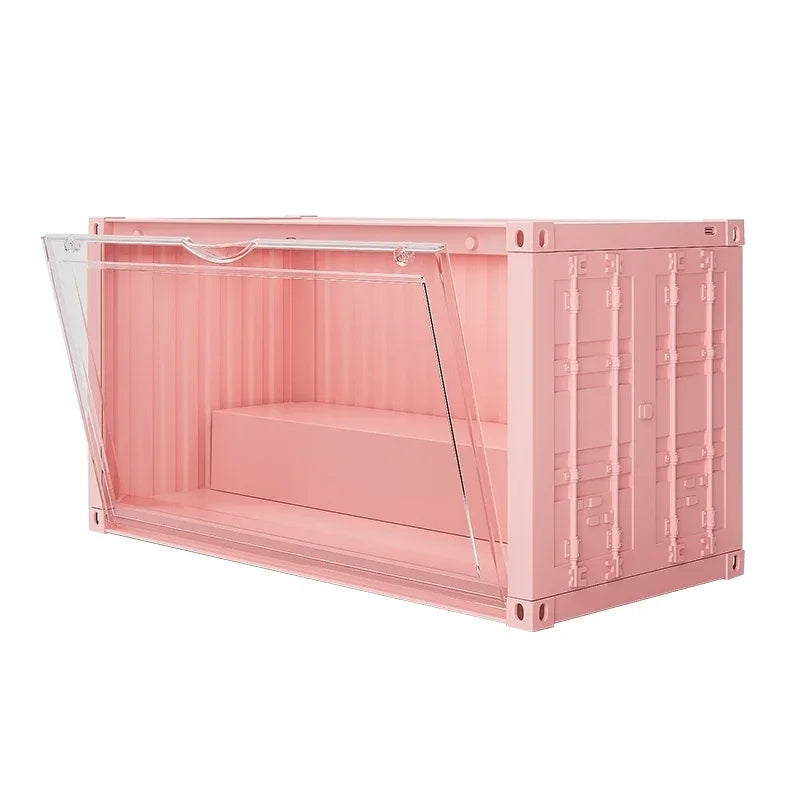 35x17x19cm Cool Large Storage Box Display Sound-activated Lamp Container Rack Cabinet PP Material Bubble Mat Doll Display Box