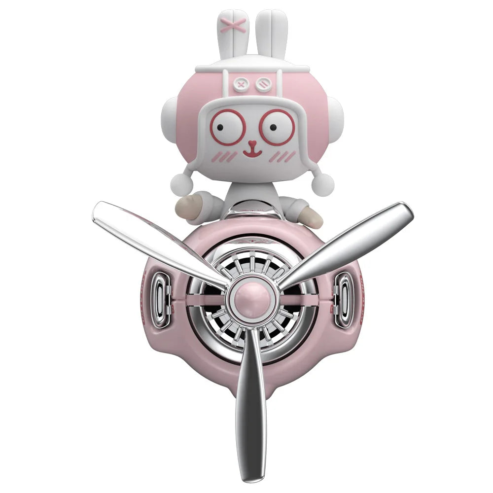 New Cute Bunny Pilot Car Air Freshener with Rotating Plane Head Funny Air Vent Fragrance Decor Clip Car interior Accessories