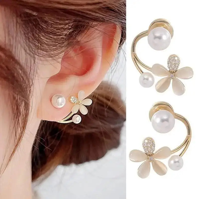 925 Silver Needle Korean Fashion Bowknot Tulip Earrings For Women Jewelry 2025 Trending New Women's White Flower Earrings Brinco