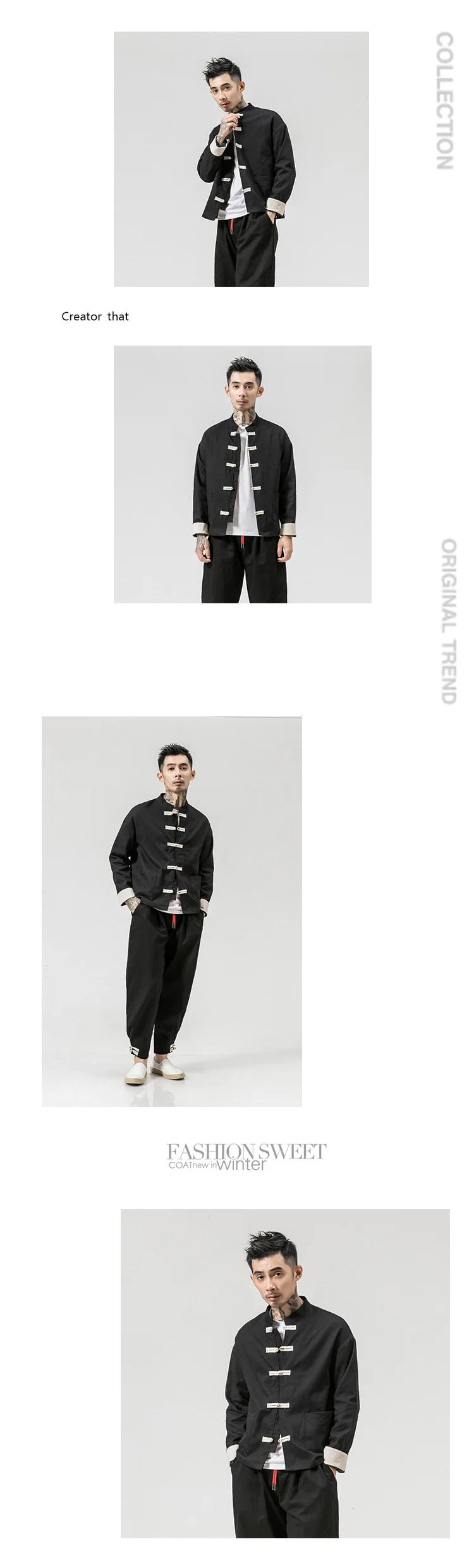 Chinese Wind Cotton Buckle Large Men's Casual Jacket Jacket Retro Stand-up Collar Tang Suit Top Batch