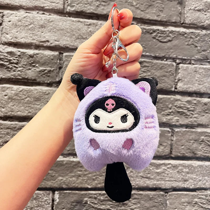 10pcs/lot Kuromi Plush Animal Keychain Little Tiger Kuromi My Melody Cinnamoroll Plush Toy Pendant Pom Pom Purin Cute lmage Doll