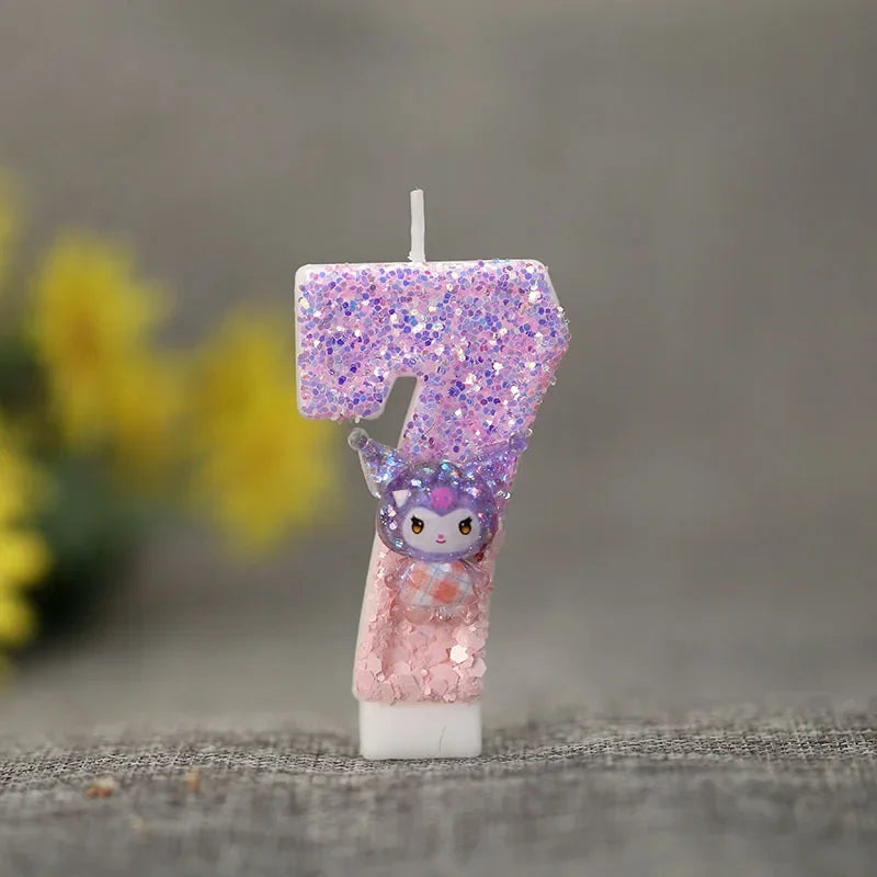 Kuromi Digit 0-9 Candle Sanrio Anime Birthday Decoration Baby Shower Gender Reveal Anniversary Cake Topper Party Supplies Gift