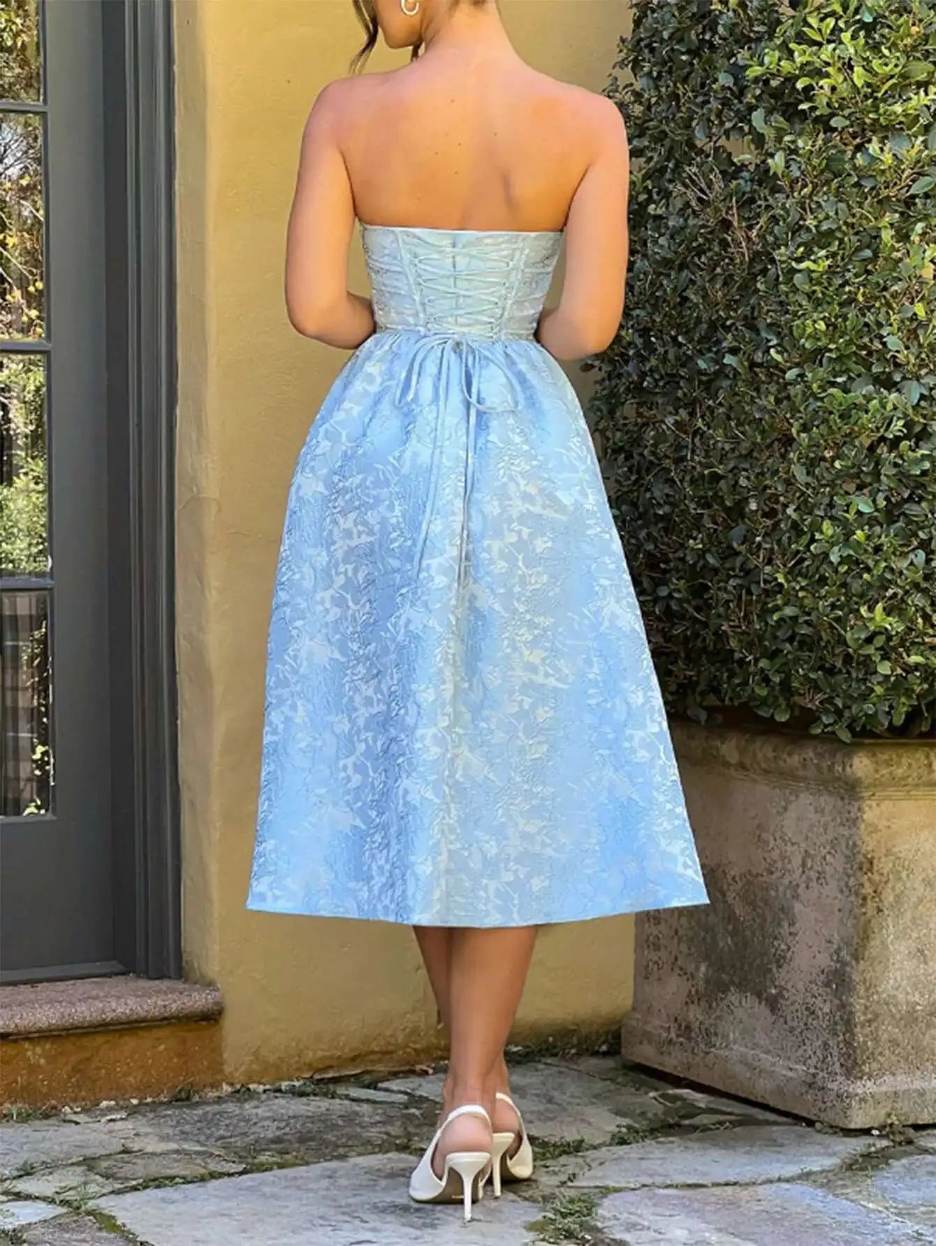 Giyu Club Evening Party Dresses Women 2025 Summer Sexy Bow Halter Long Dress Elegant Jacquard Lace Up Backless Birthday Robe