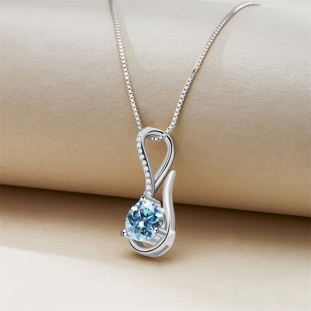 2 Carat 8mm Moissanite Necklace for Women GRA Certified 925 Sterling Silver Solitaire Pendant Chain Diamond Tester Included