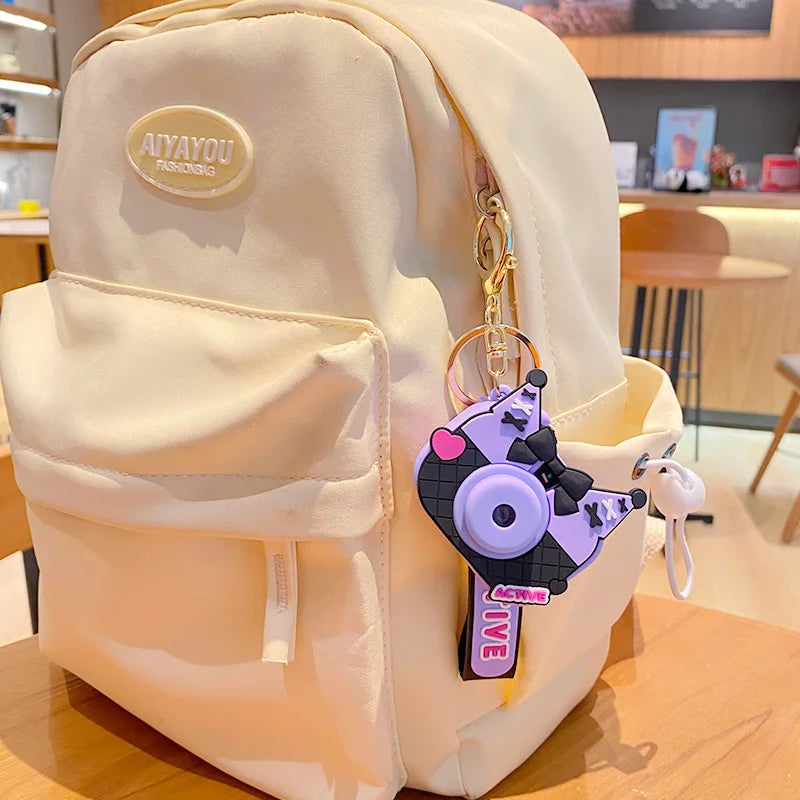 Sanrio Kuromi Projection Camera Keychain Cartoon Student Backpack Ornament Car Ornament Small Figurine Ornament Children Toy