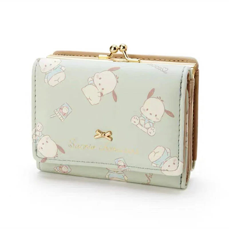 Sanrio Cinnamoroll Kuromi My Melody Hello Kitty Kawaii PU Leather Wallet Card Holders Casual Coin Purse Money Bag