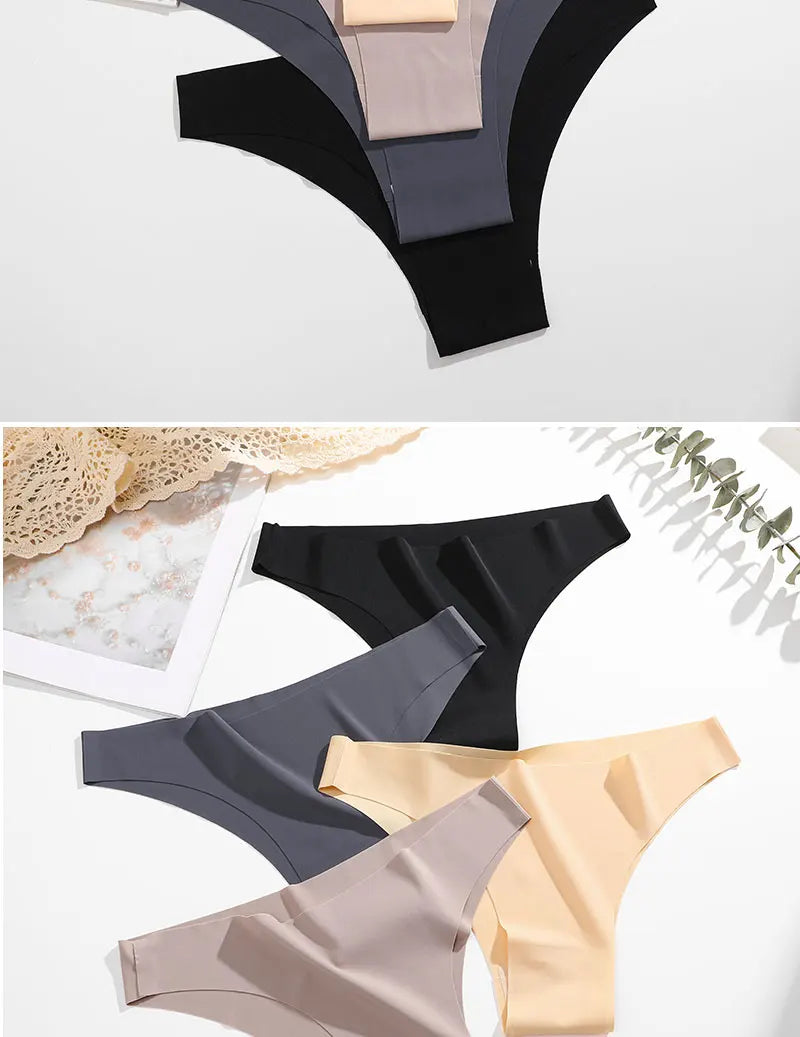 FINETOO 6Pcs/Set Ice Silk Seamless Underwear Low Waisted Brazilian Pants Breathable High Elasticity Lingerie Intimates Panties