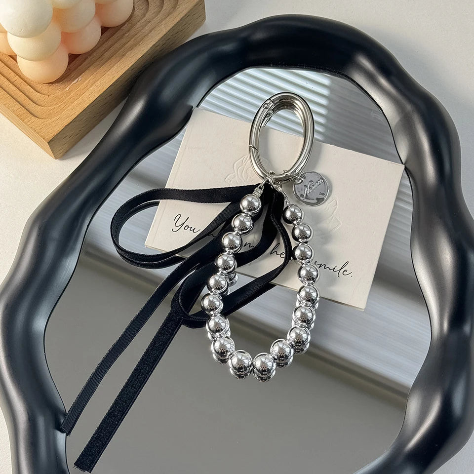 ZAKOL Elegant Pearls Ribbon Bowknot Bag Hanging Decoration Key Chain for Women Beads Key Rings Jewelry Girl Accessories