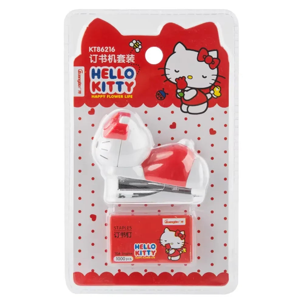 Kawaii Cartoon Anime Hello Kitty Stapler Stapler Set Student Stationery Cute Fashion Multi Functional School Office Binding Tool