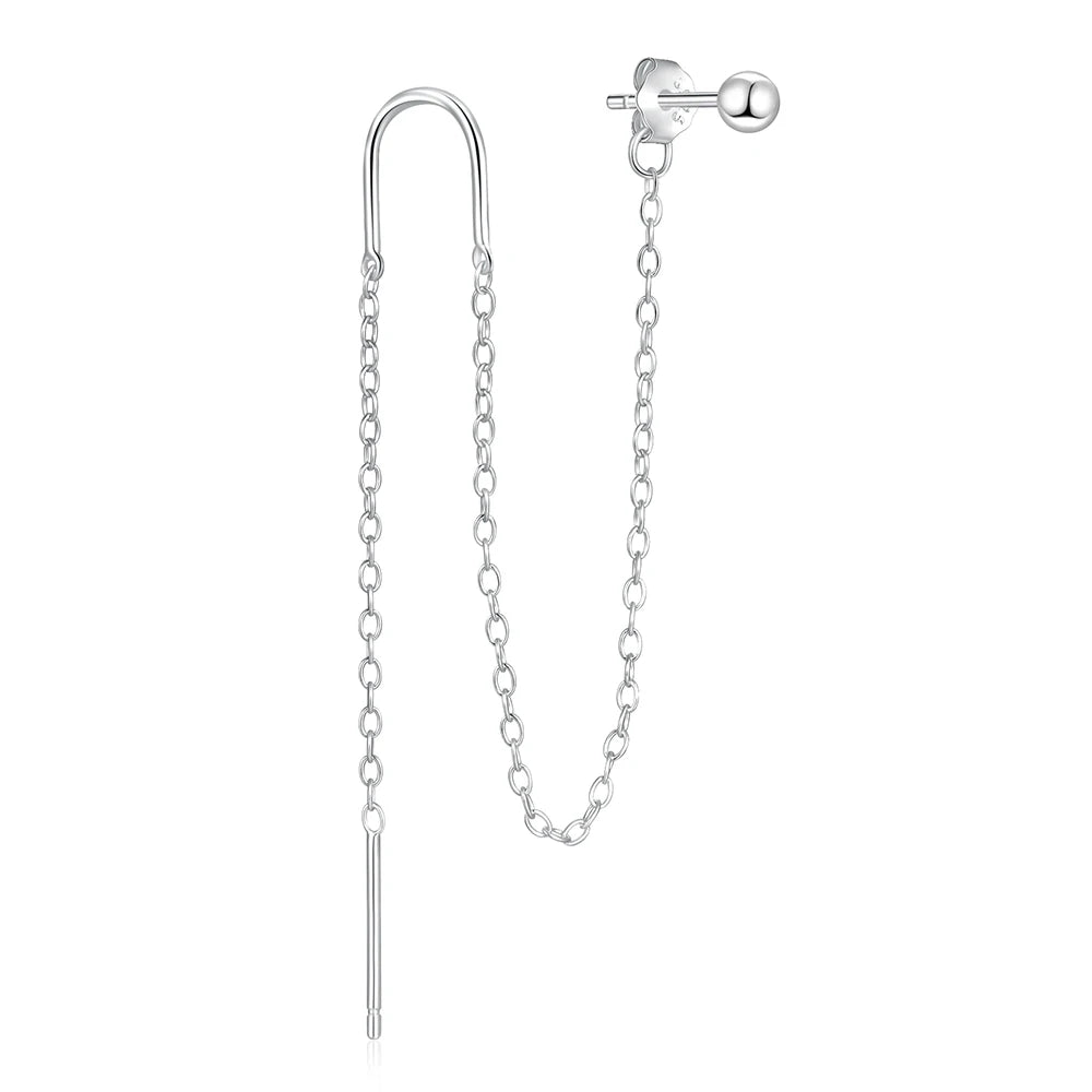 Aide 925 Sterling Silver 1pc Geometry Multi Piercing Stud Earrings For Women K Gold Simple Elegant Tassel Jewelry Gift Pendiente
