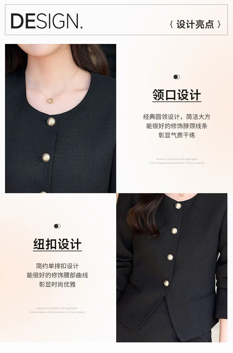 Spring Summer Long Sleeve Women Business Work Wear Suits with Skirt and Tops Formal Professional Office OL Styles Dress Sets