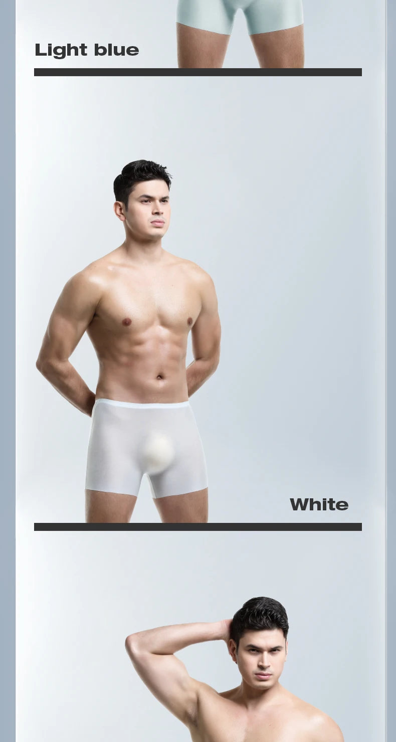 Men's Underwear Men's 3D Stamping Ice Silk Boxers Seamless Thin Boxers Lengthened Sports Summer Short Shorts Head