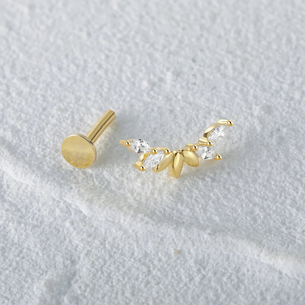 Aide 925 Sterling Silver 1pc Geometry Multi Piercing Stud Earrings For Women K Gold Simple Elegant Tassel Jewelry Gift Pendiente