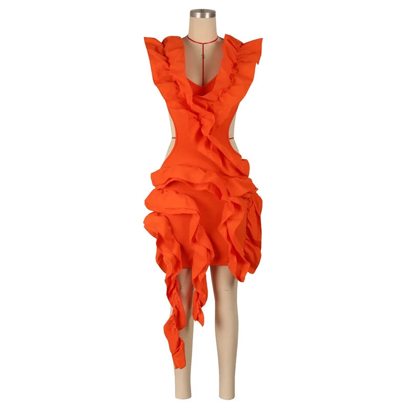 Sexy Off the Shoulder Backless Party Dresses Women Evening Celebrity Ball Gown Dress Birthday Nightclub Ruffles Prom Mini Dress