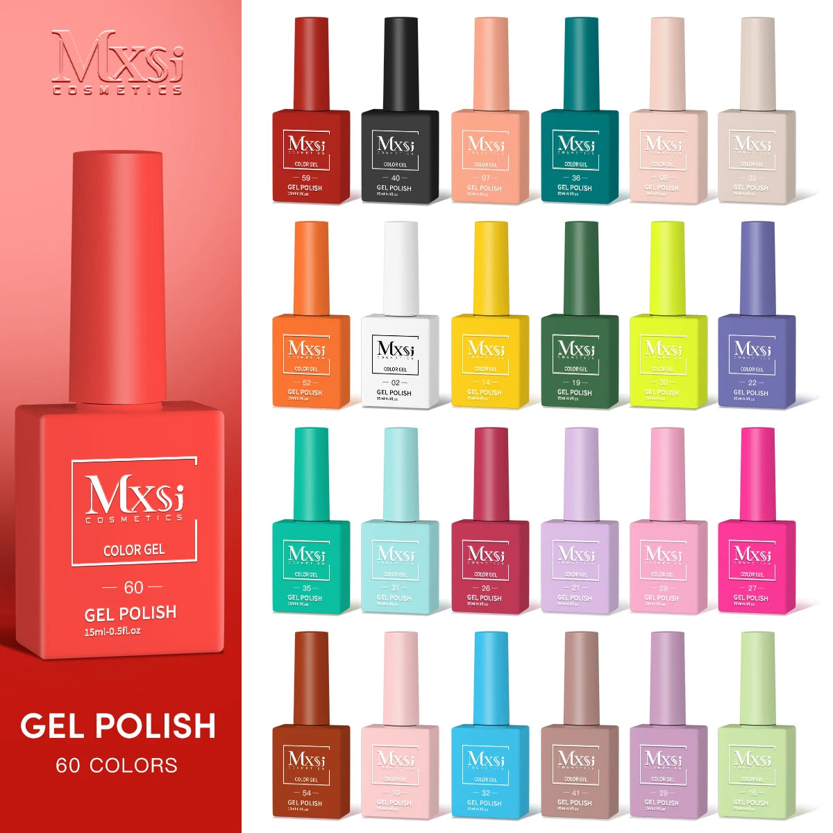 Mxsi 15ml ジェルネイルポリッシュ ネオンブラウン ロイヤルブルー レッドグリーン パスタルヌード ネイルアートワニス ジェルラッカー トップコート UVジェルネイル 未セット